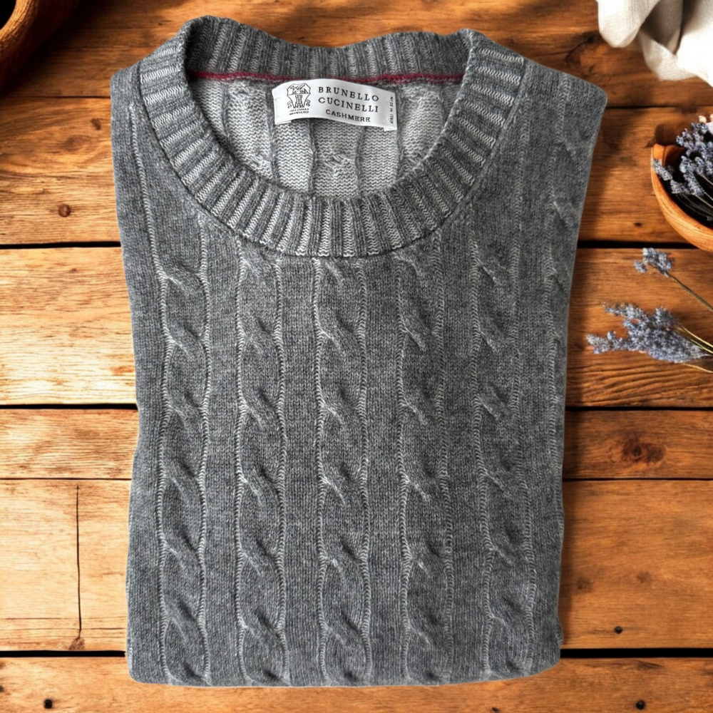 $2995 LNWOT - Men's Brunello Cucinelli Gray Vanisé 100% Cashmere Sweater - 48/S